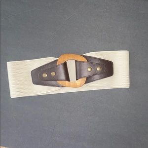 Stretch Wide Waist-belt with wooden hardware  S/M